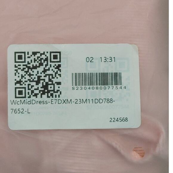 Halara Ribbed Knit Square Neck Split Hem Bodycon Midi Dress Pink Womens L NWT - Picture 7 of 8